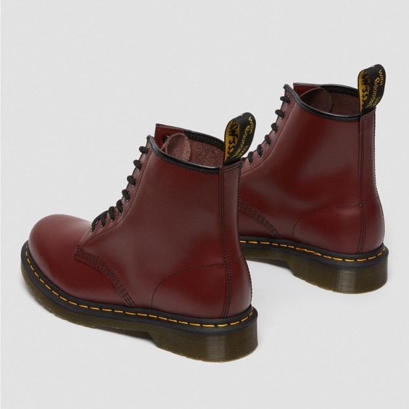 Dr Martens 1460 Smooth Leather Lace UP  Boots In Cherry Red Size7 Chunky vintage - Picture 3 of 12
